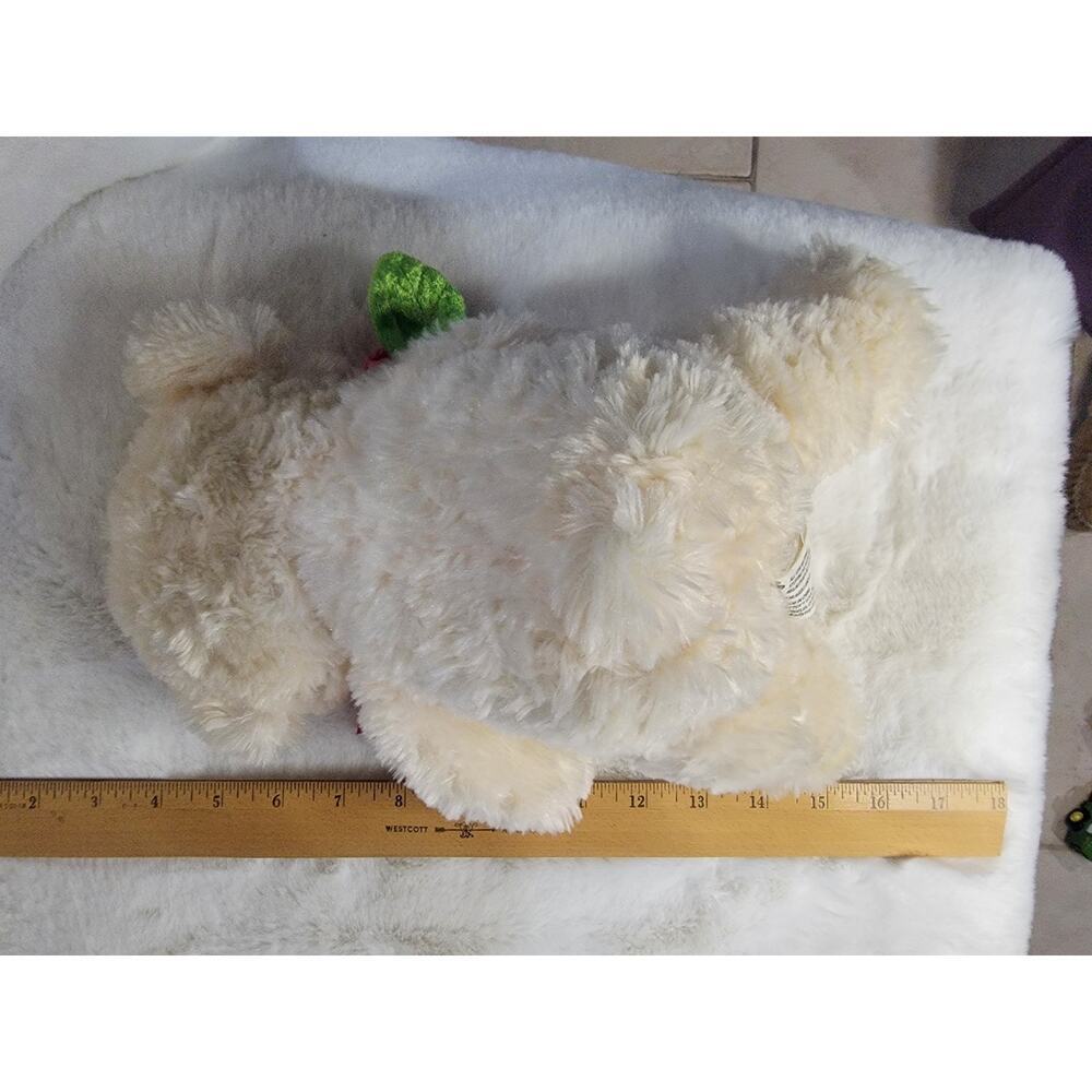 Vtg Kellytoy LOVE BEAR White Holding Pink Rose - Picture 6 of 10